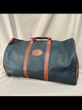 Mulberry Navy Textured Duffel with Brown Leather Trim
